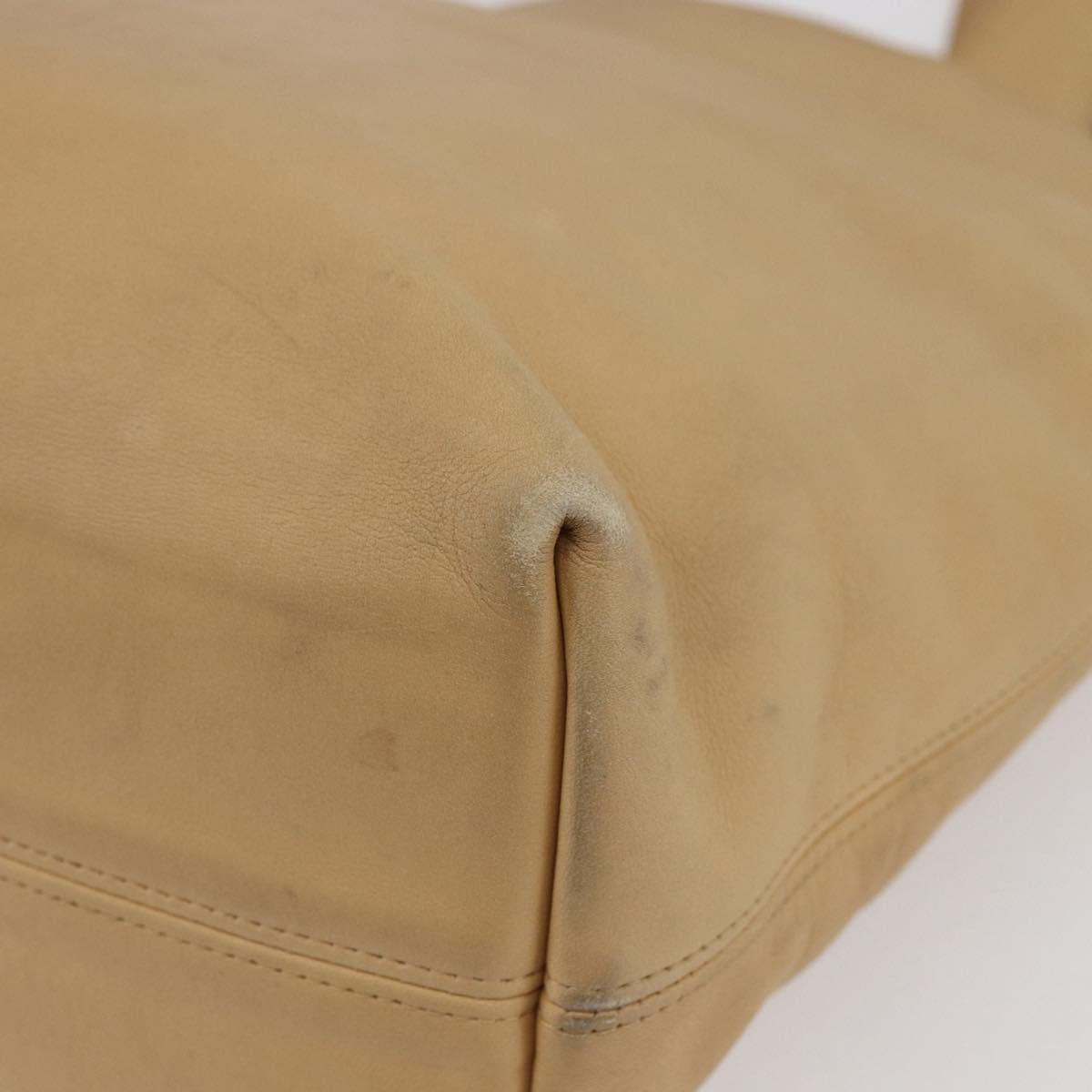 Coach Tote Bag Leather Beige Auth am9383