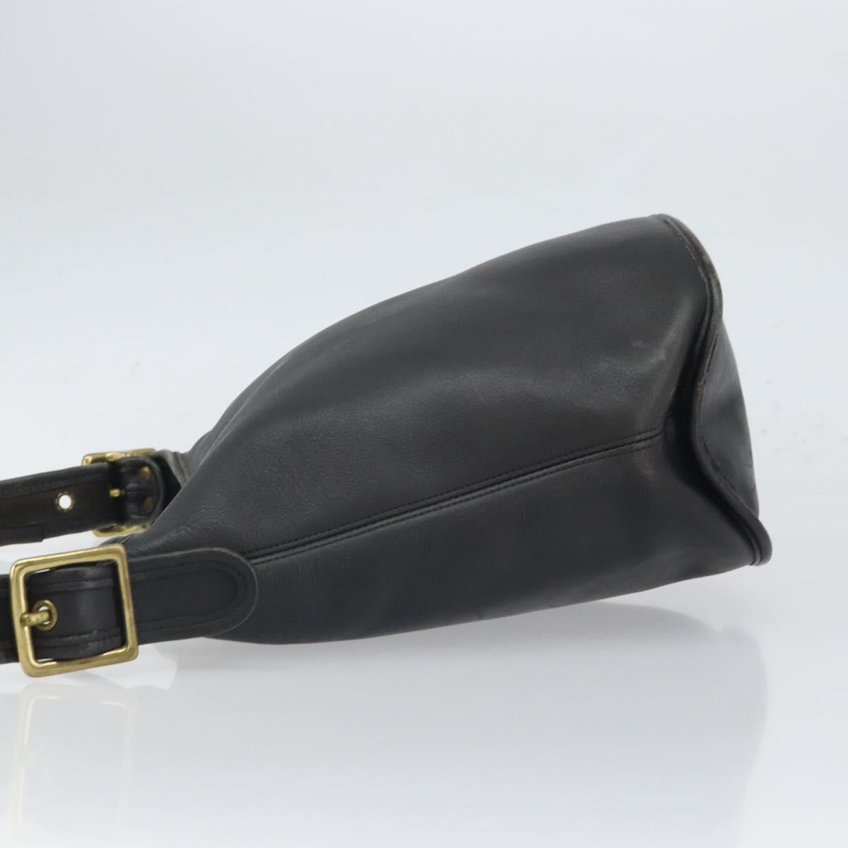 Coach Shoulder Bag Leather Black Gold Auth am9384