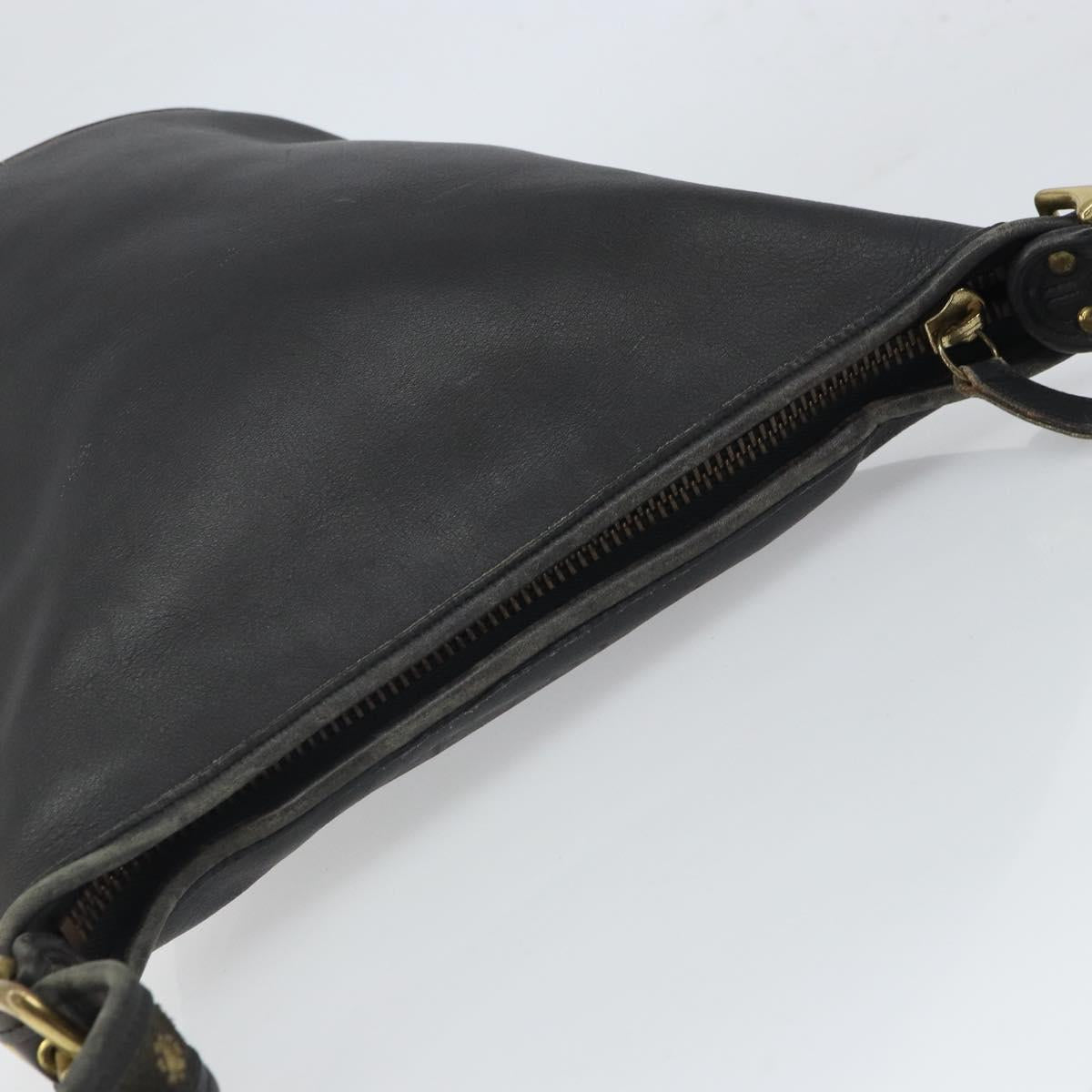 Coach Shoulder Bag Leather Black Gold Auth am9384