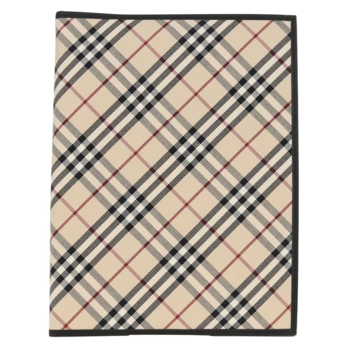 BURBERRY Nova Check Planner Case Canvas Leather Beige Black 146241 Auth am9392V