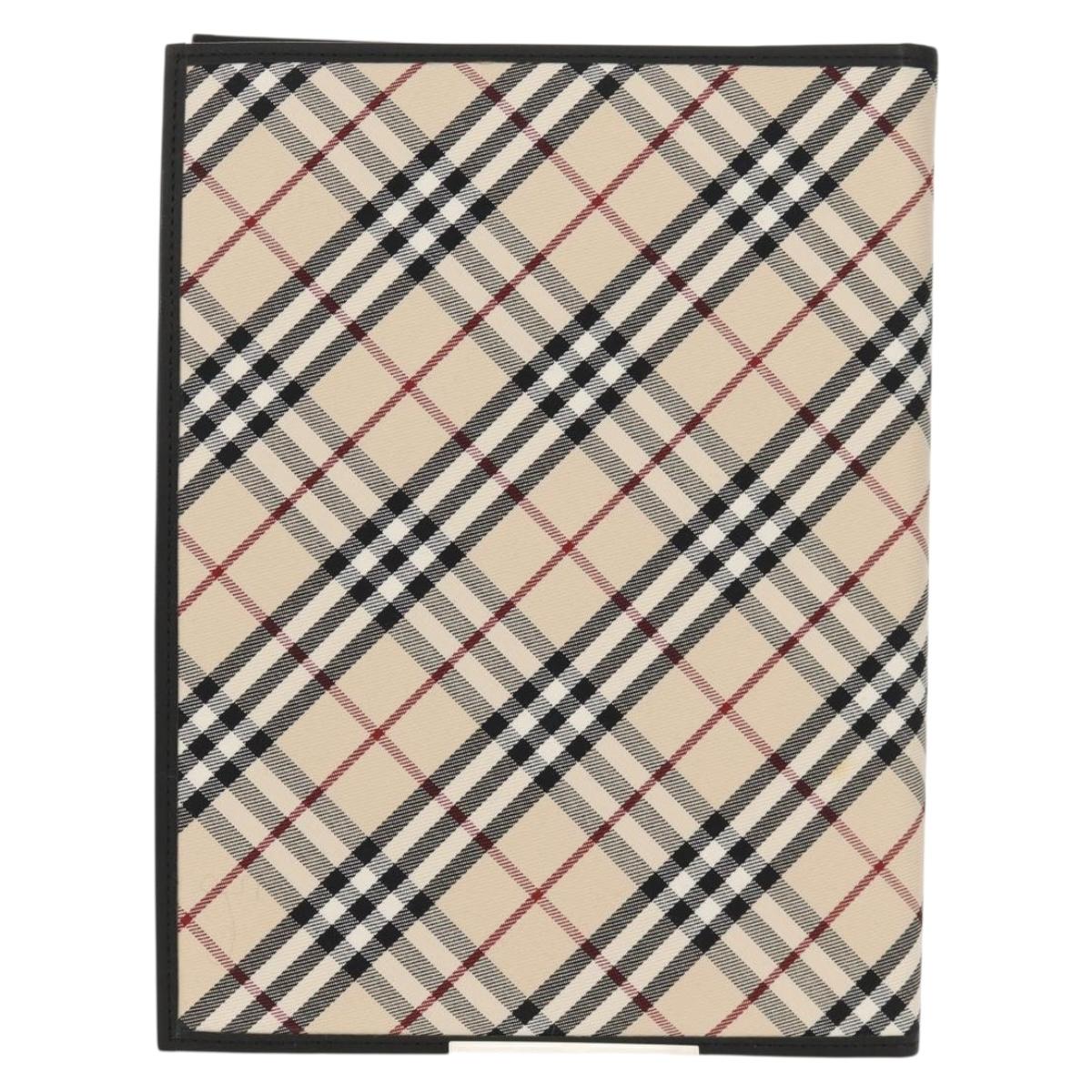 BURBERRY Nova Check Planner Case Canvas Leather Beige Black 146241 Auth am9392V