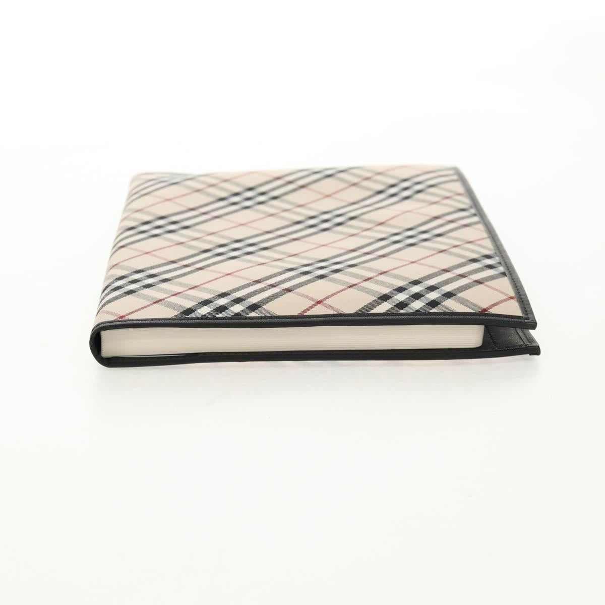 BURBERRY Nova Check Planner Case Canvas Leather Beige Black 146241 Auth am9392V