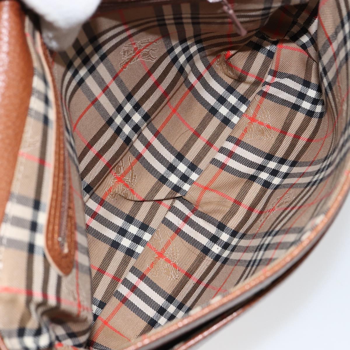 Burberrys Nova Check Shoulder Bag Leather Beige Brown gold Auth am9393