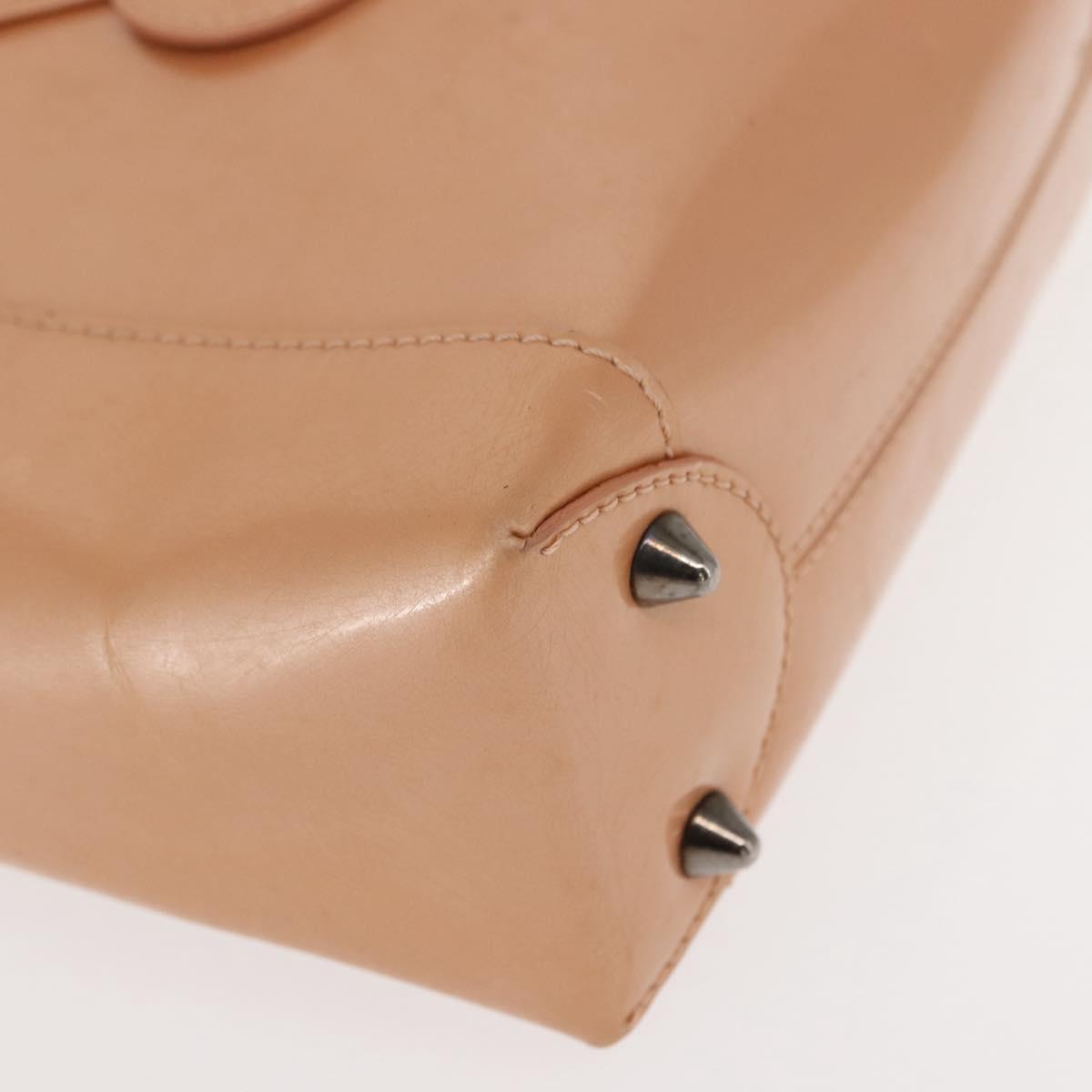 Christian Dior Maris Pearl Hand Bag Patent leather Beige pink Auth am9395