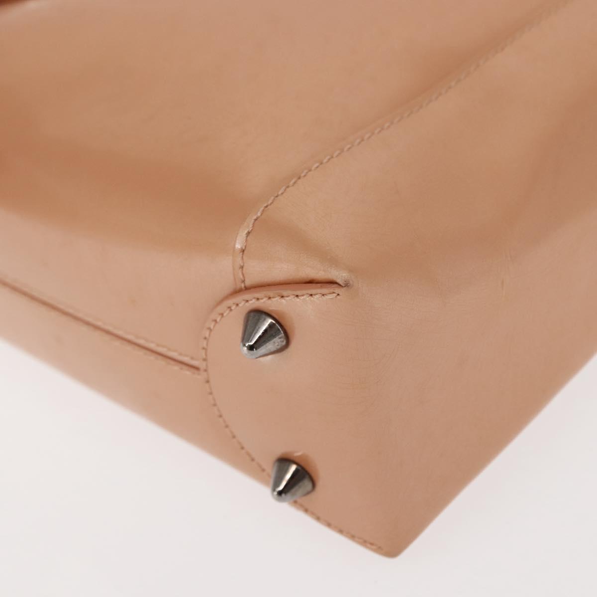 Christian Dior Maris Pearl Hand Bag Patent leather Beige pink Auth am9395