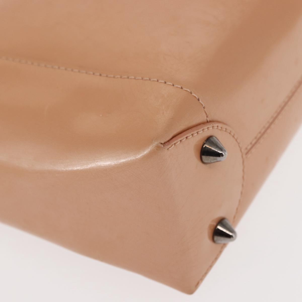 Christian Dior Maris Pearl Hand Bag Patent leather Beige pink Auth am9395