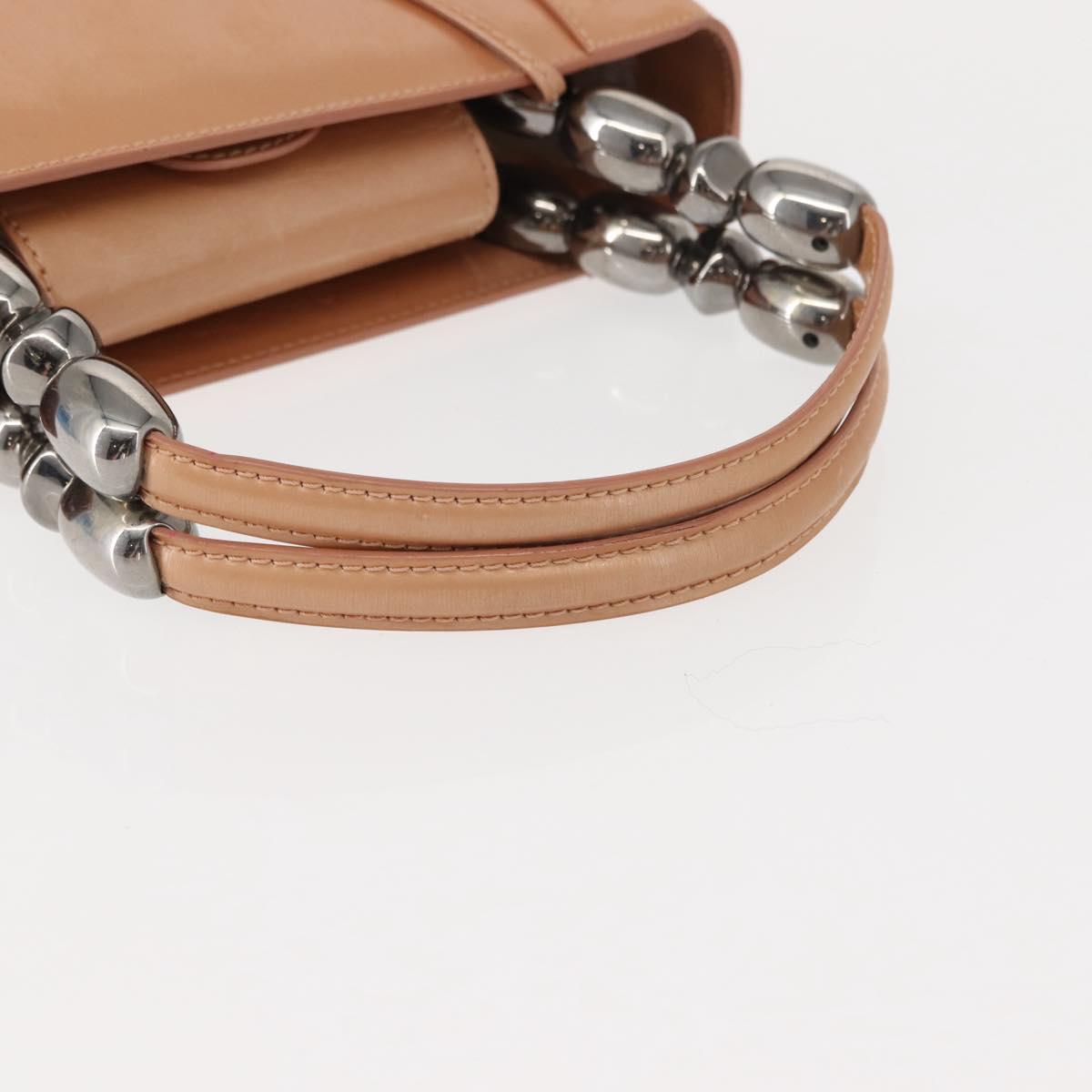 Christian Dior Maris Pearl Hand Bag Patent leather Beige pink Auth am9395