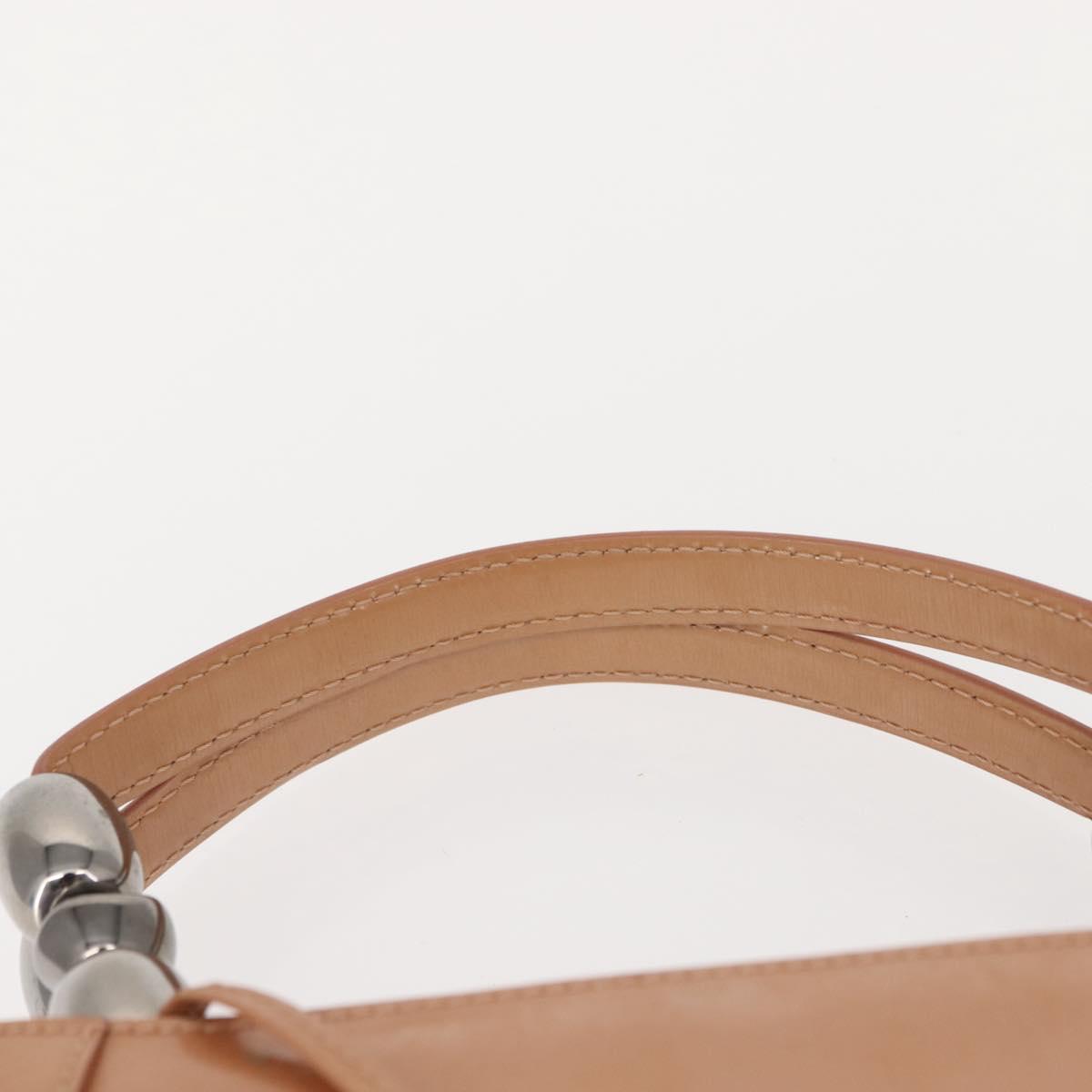 Christian Dior Maris Pearl Hand Bag Patent leather Beige pink Auth am9395