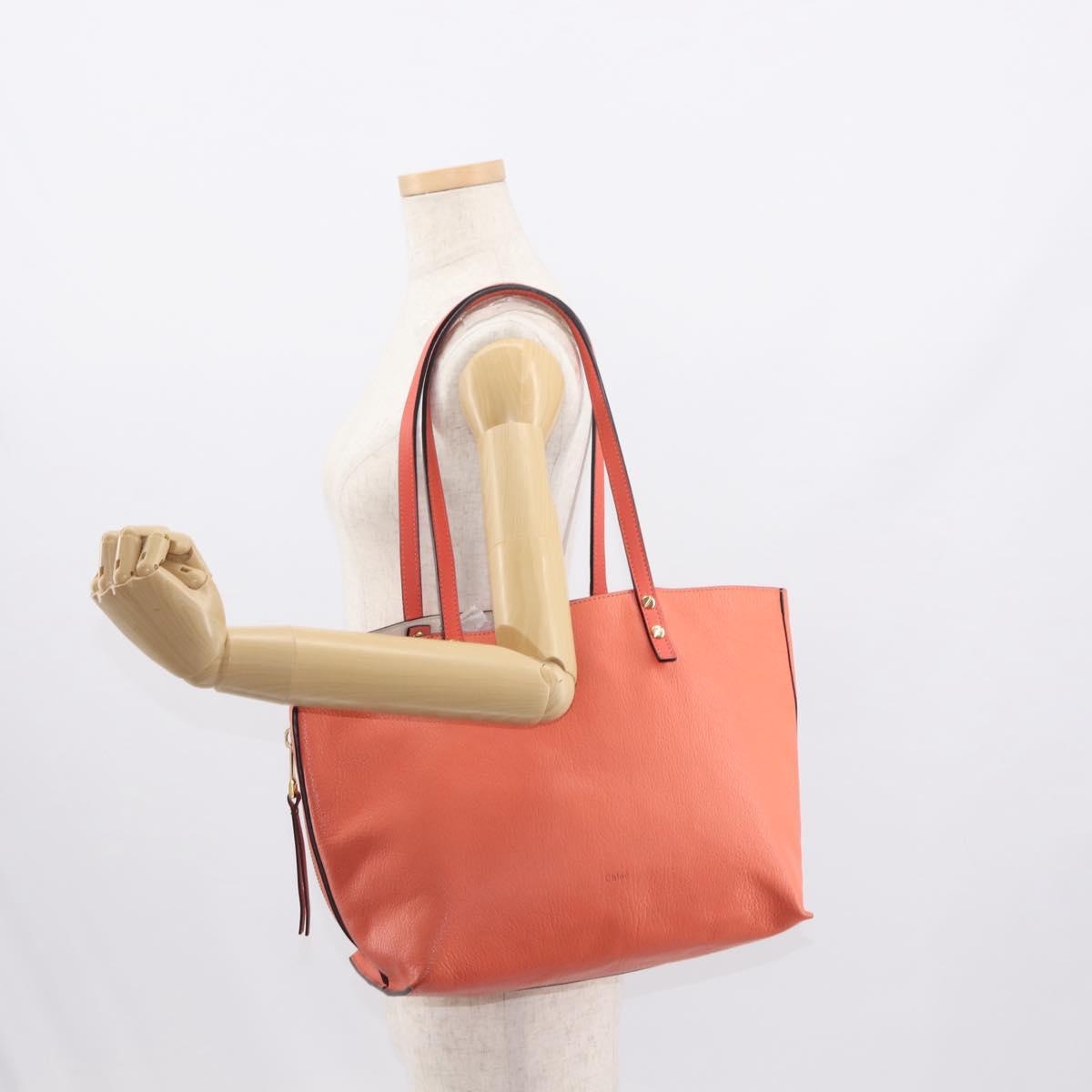 Chloe Dylan Tote Bag Leather Gold salmon pink Auth am9397