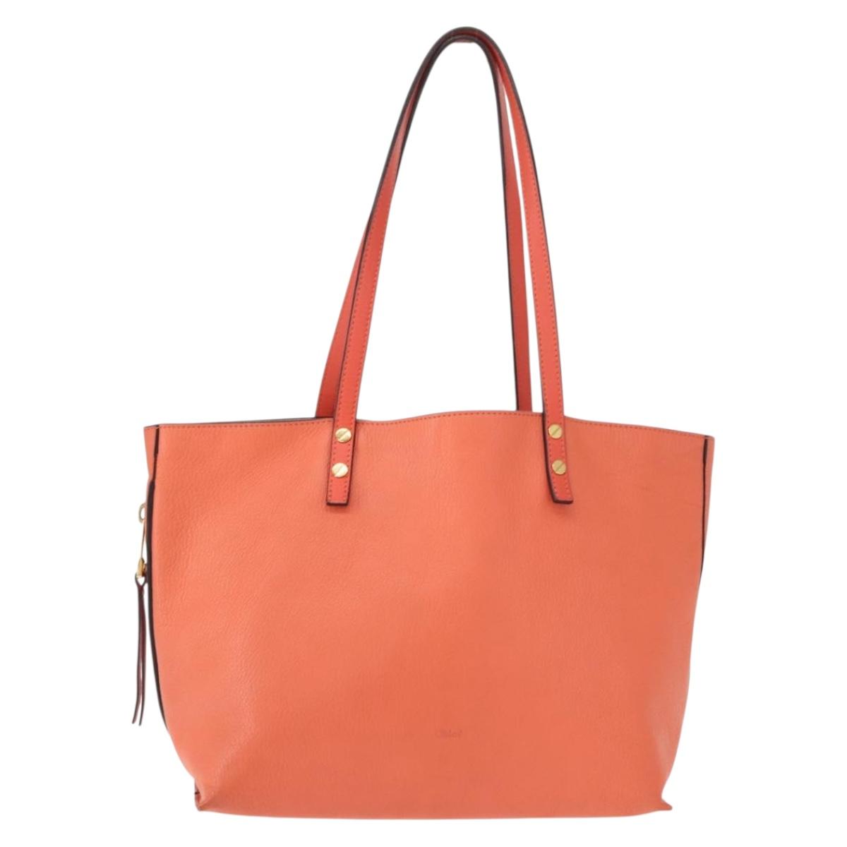 Chloe Dylan Tote Bag Leather Gold salmon pink Auth am9397