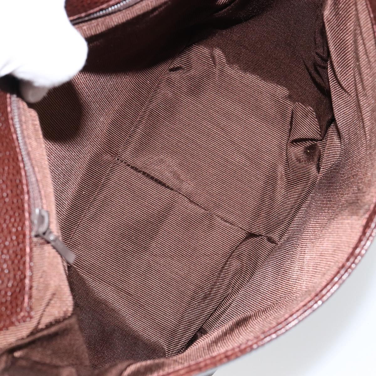 GIVENCHY Shoulder Bag Leather embossed Dark Brown Gold Auth am9398