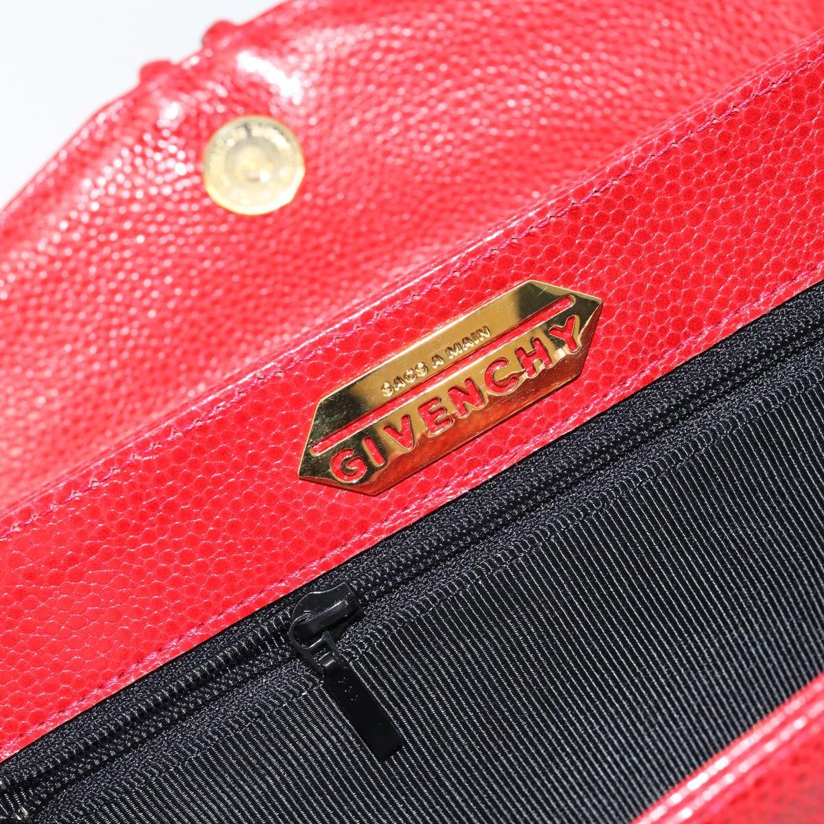 GIVENCHY Shoulder Bag Leather Embossed 2way Black Auth am9401