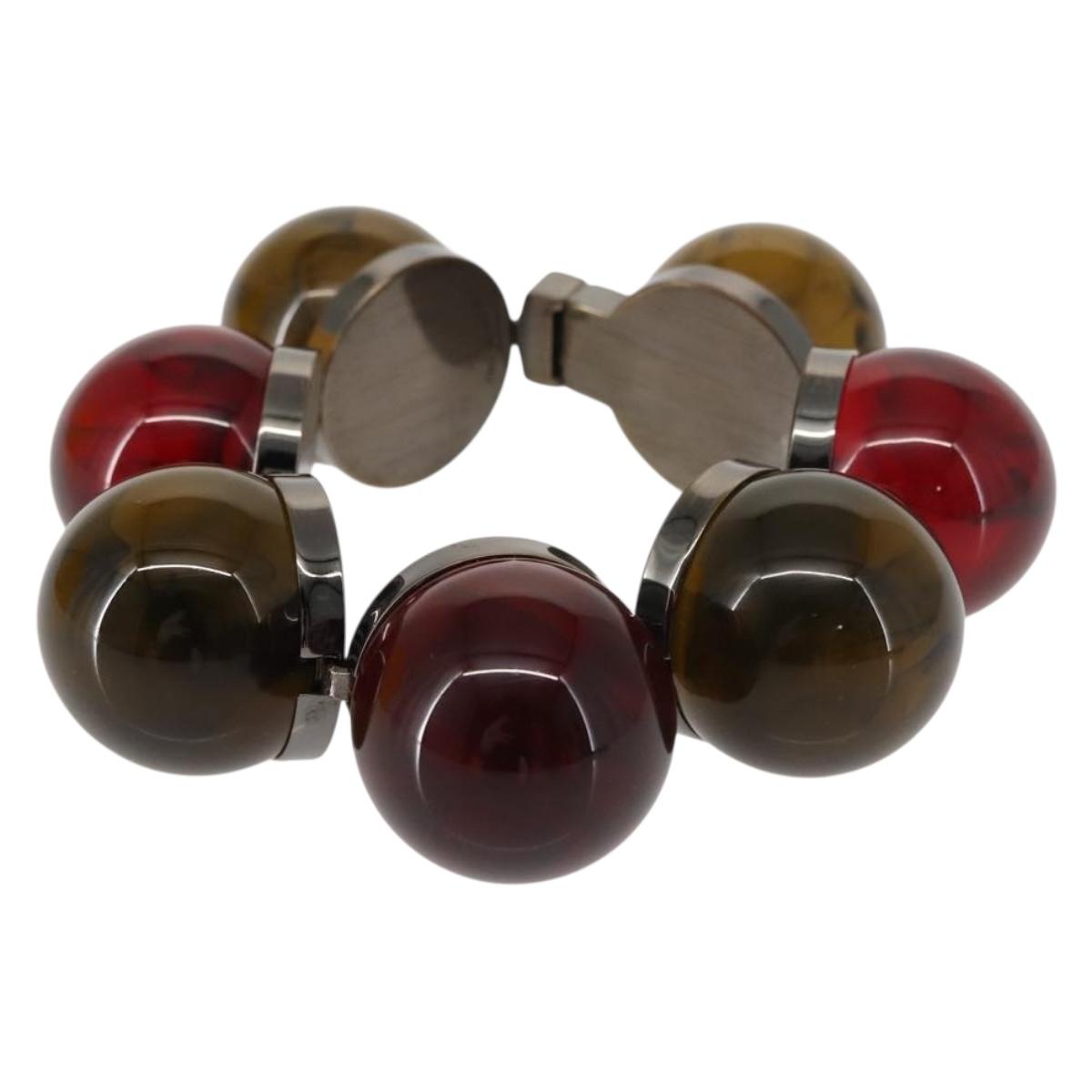 FENDI Colored Stones Bracelet metal Red Auth am9407V