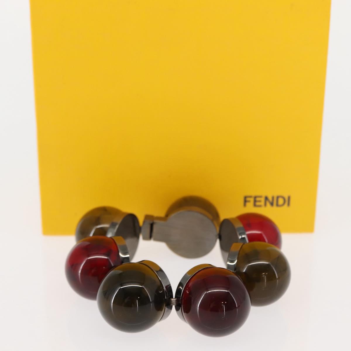FENDI Colored Stones Bracelet metal Red Auth am9407V