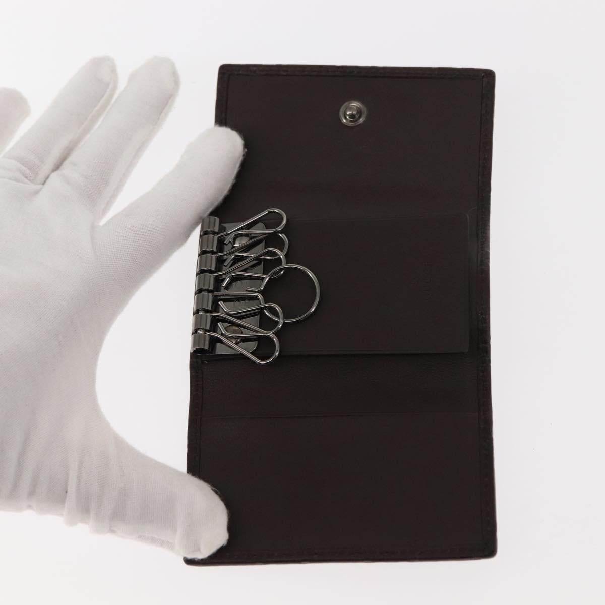 GUCCI Guccissima GG Canvas Key Case Leather Dark Brown 237509 Auth am9408V