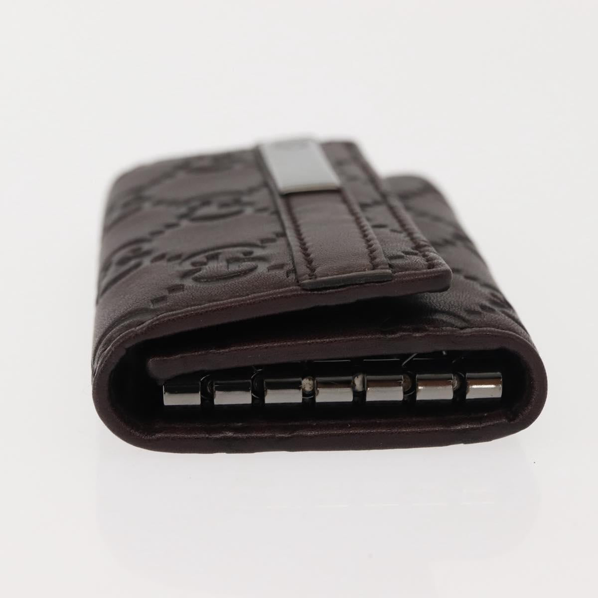 GUCCI Guccissima GG Canvas Key Case Leather Dark Brown 237509 Auth am9408V