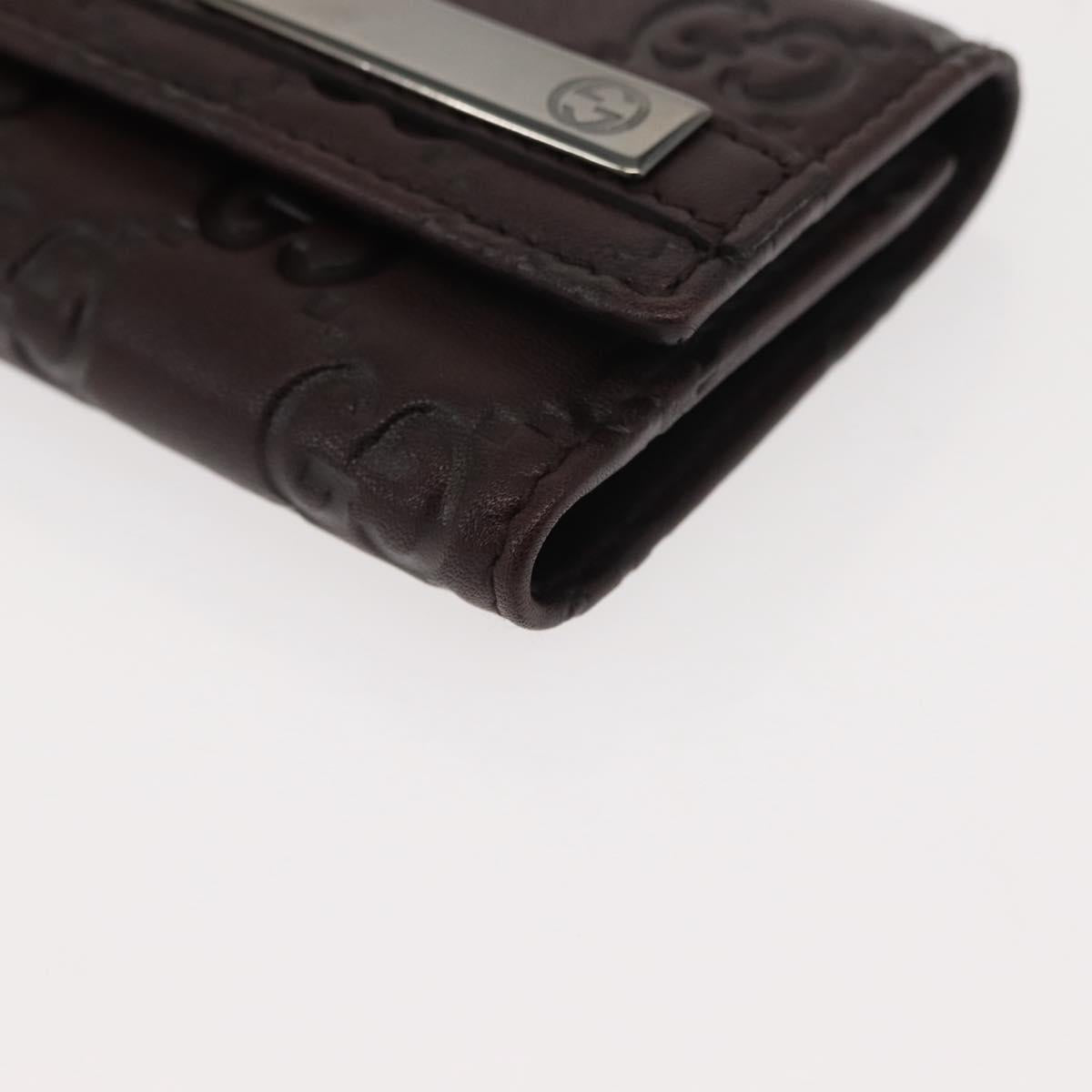 GUCCI Guccissima GG Canvas Key Case Leather Dark Brown 237509 Auth am9408V