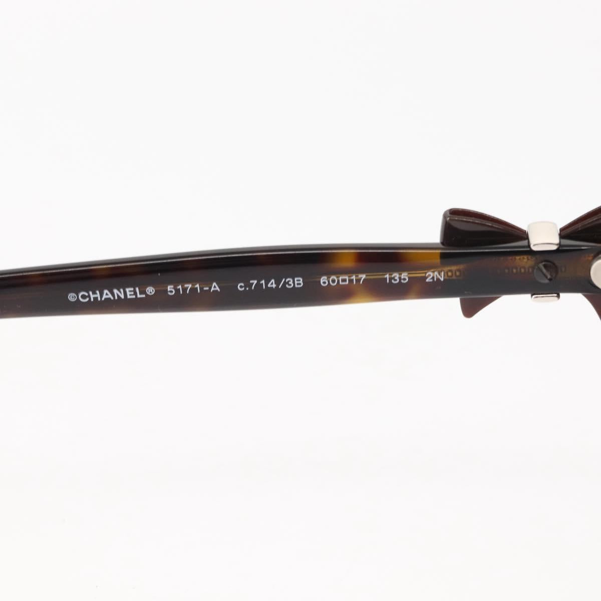 CHANEL COCO Mark ribbon Sunglasses plastic Dark Brown CC Auth am9410