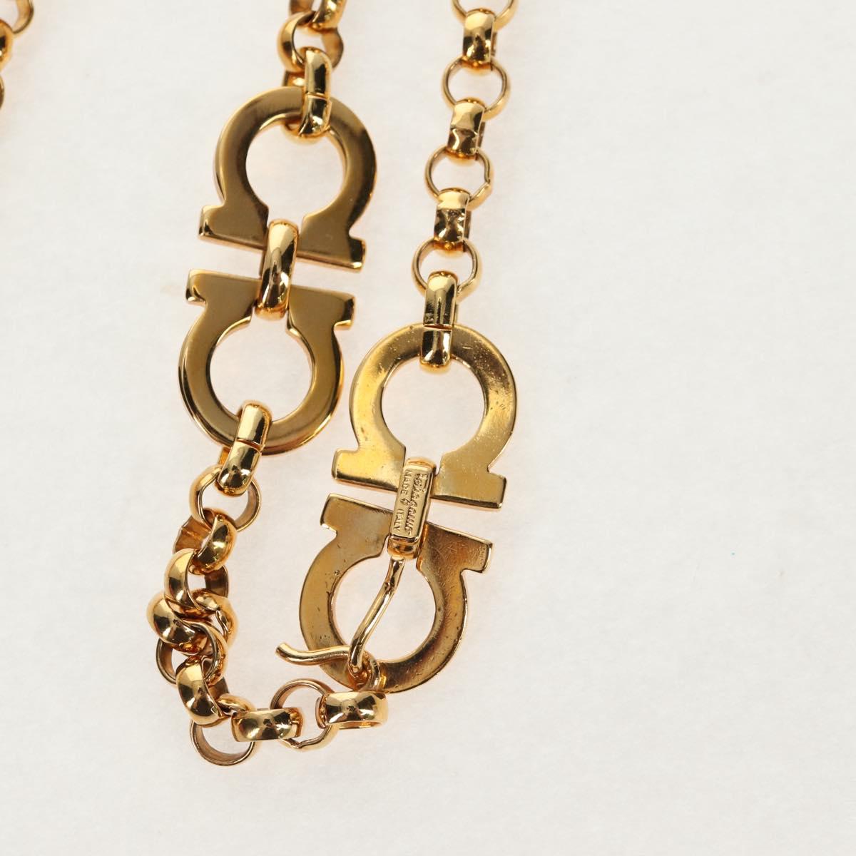Salvatore Ferragamo Gancini Chain Belt metal Gold Auth am9413V