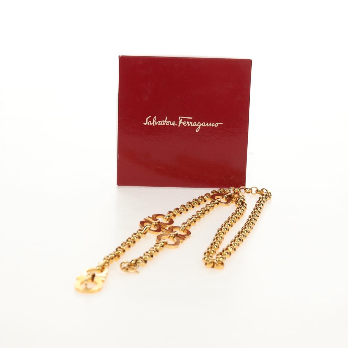 Salvatore Ferragamo Gancini Chain Belt metal Gold Auth am9413V