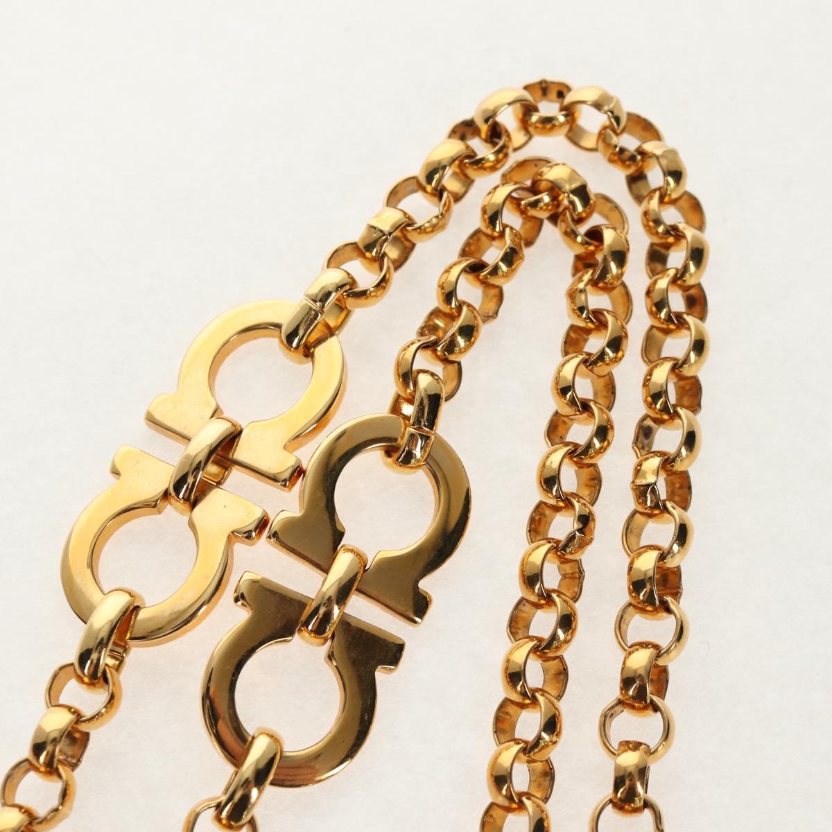 Salvatore Ferragamo Gancini Chain Belt metal Gold Auth am9413V