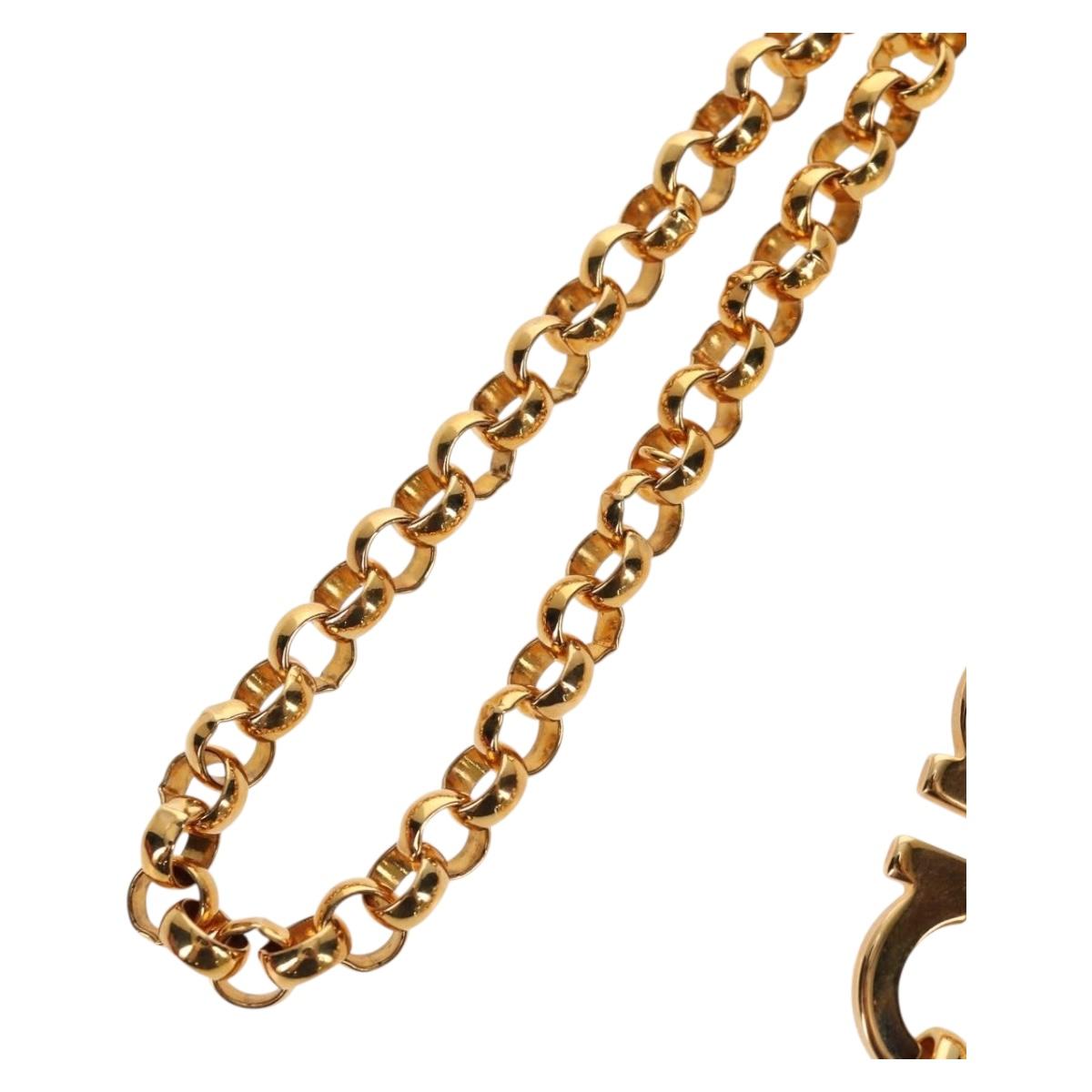 Salvatore Ferragamo Gancini Chain Belt metal Gold Auth am9413V