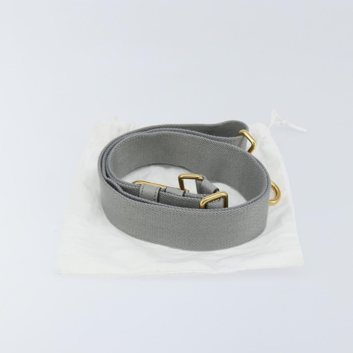 PRADA Adjustable Shoulder Strap Canvas 28.7""-48.8"" Gray Gold Auth am9414