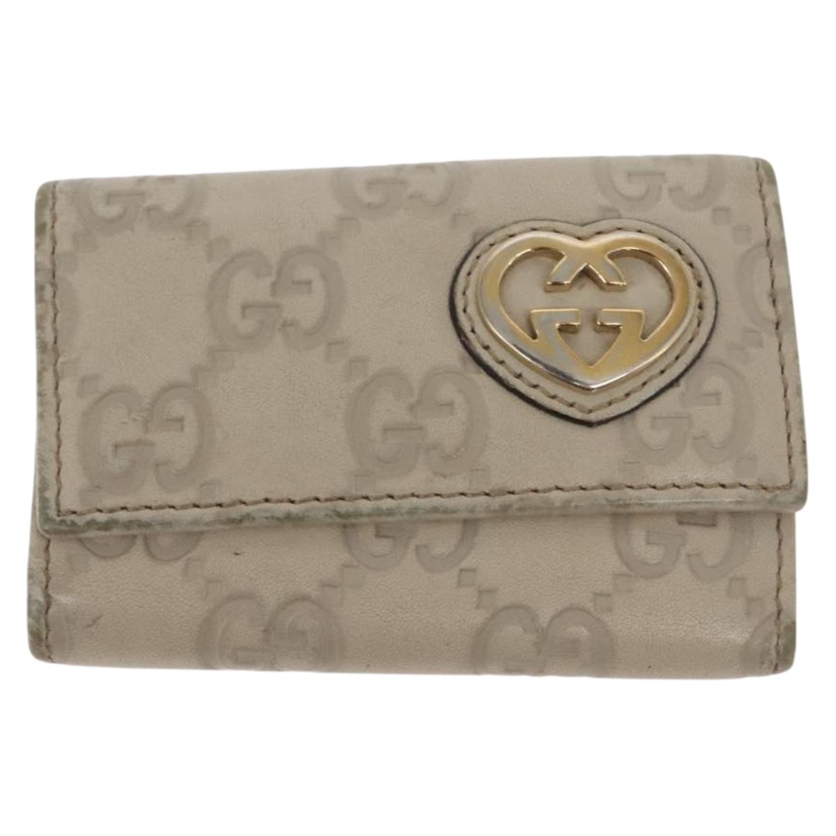 GUCCI GG Canvas Guccissima Key Case Wallet Leather 3Set White Auth am9420