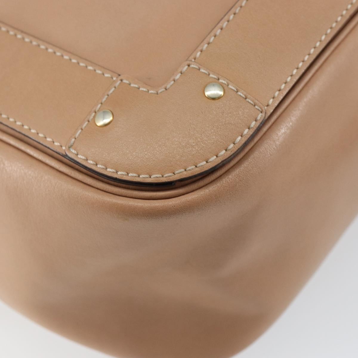 Chloe Eden Shoulder Bag Leather Brown Gold Auth am9424