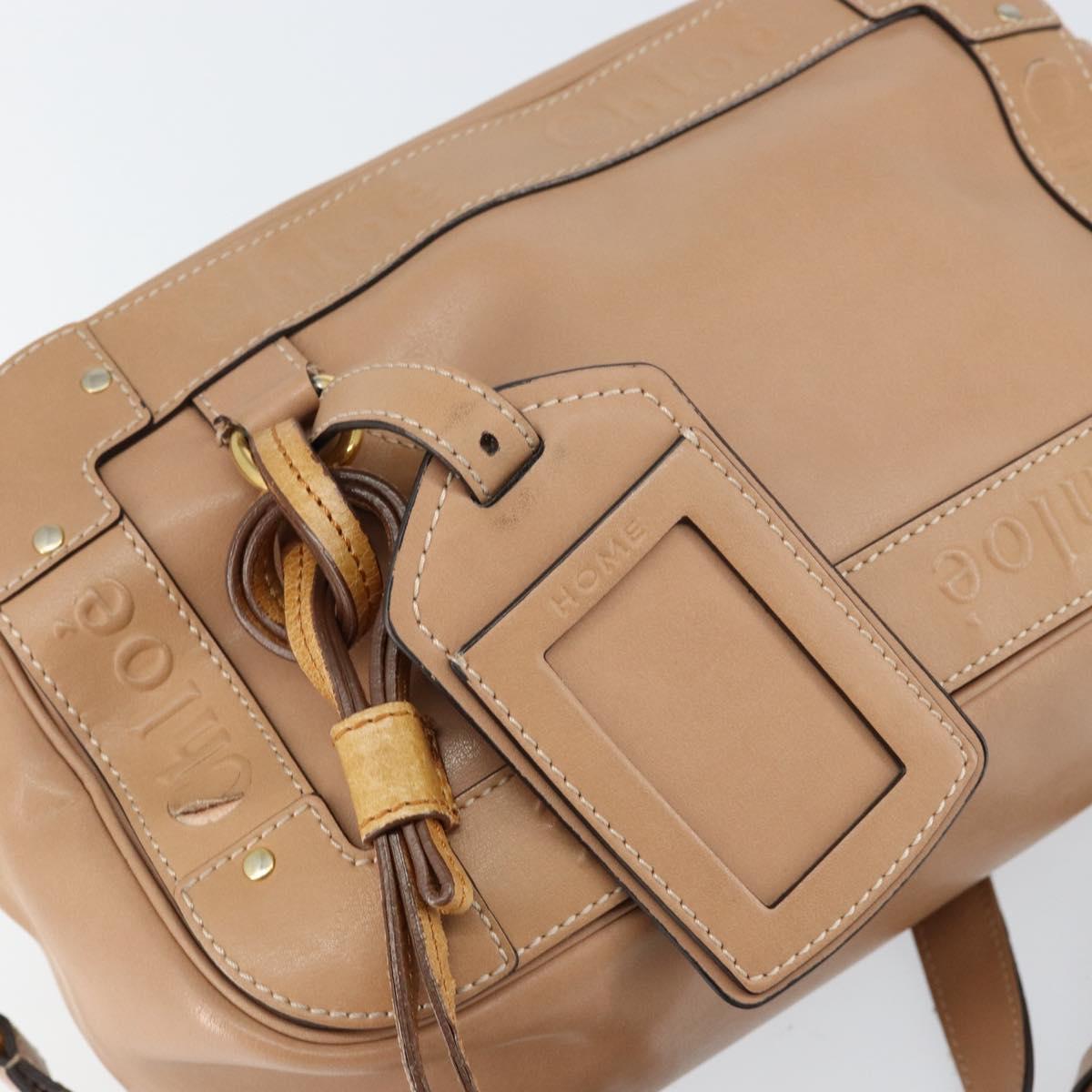 Chloe Eden Shoulder Bag Leather Brown Gold Auth am9424