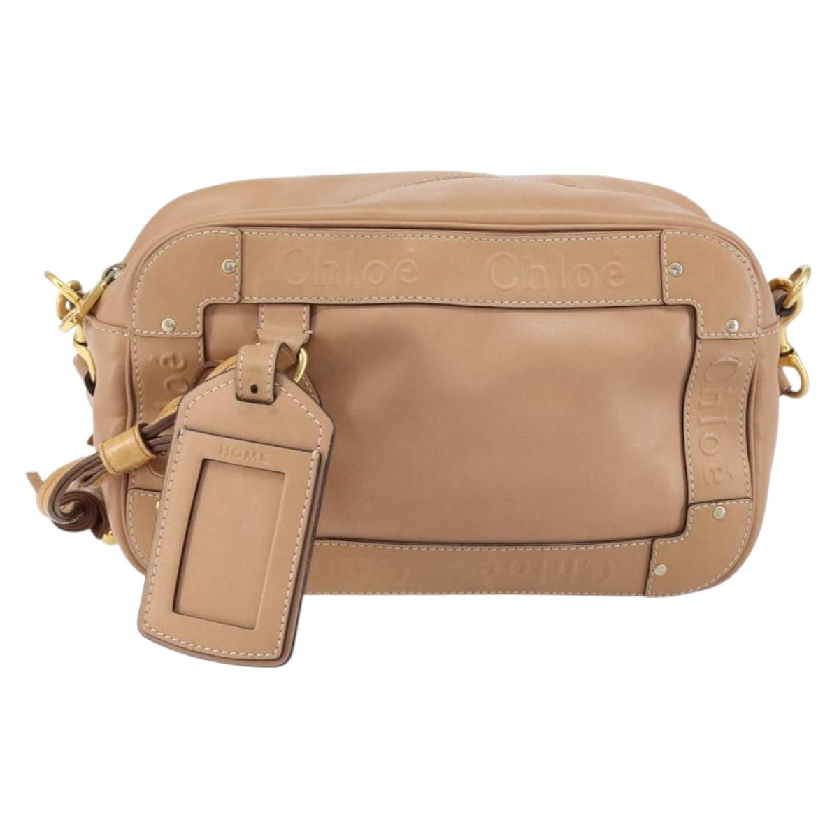 Chloe Eden Shoulder Bag Leather Brown Gold Auth am9424