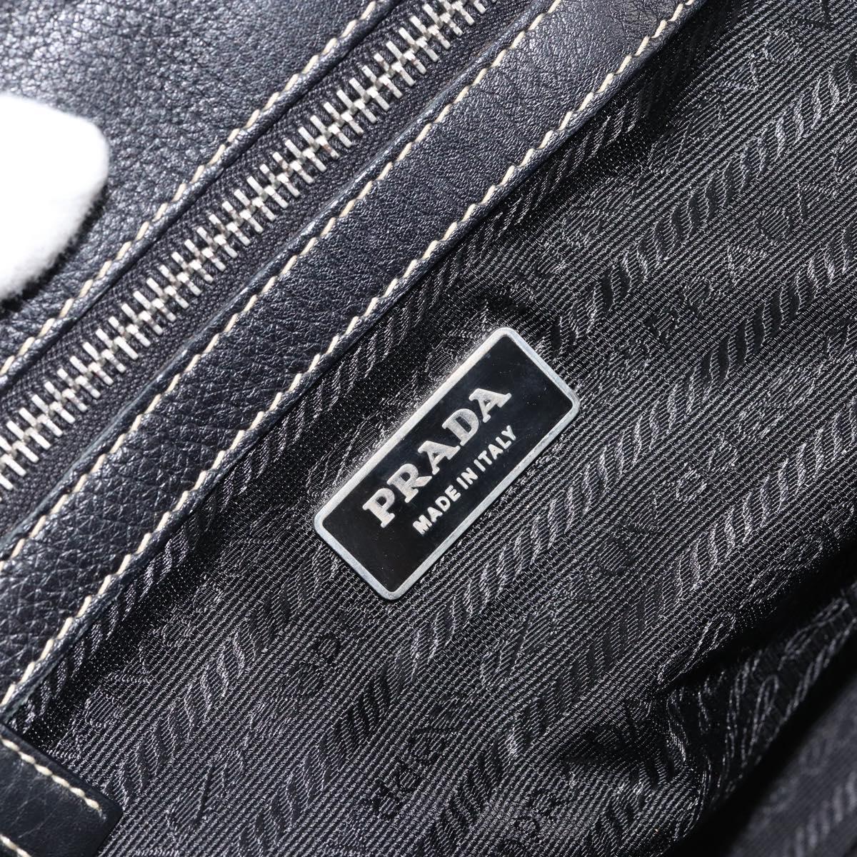 PRADA Shoulder Bag Nylon Leather Black Silver Auth am9430