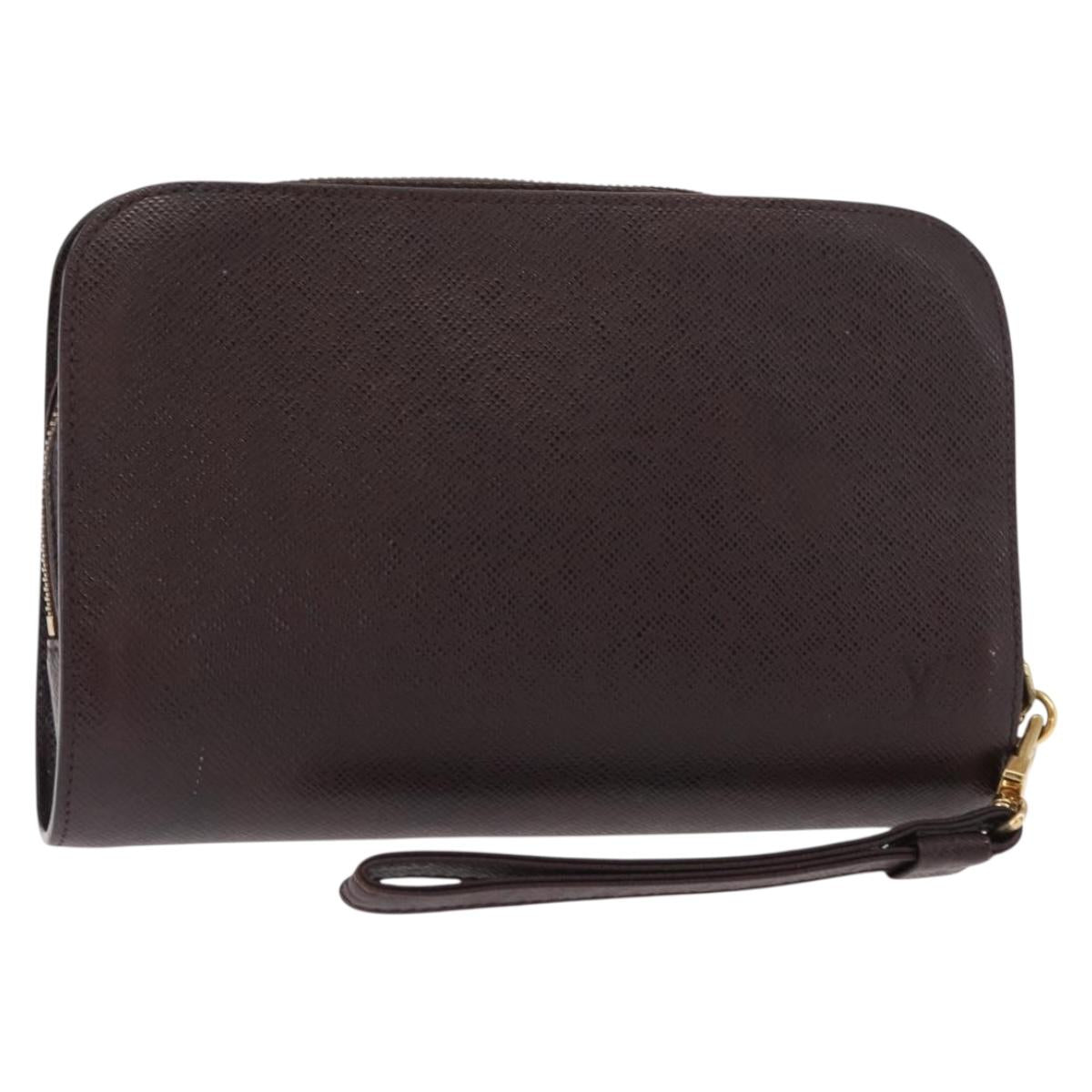 LOUIS VUITTON Taiga Baikal Clutch Bag Acajou M30186 LV Auth am9432