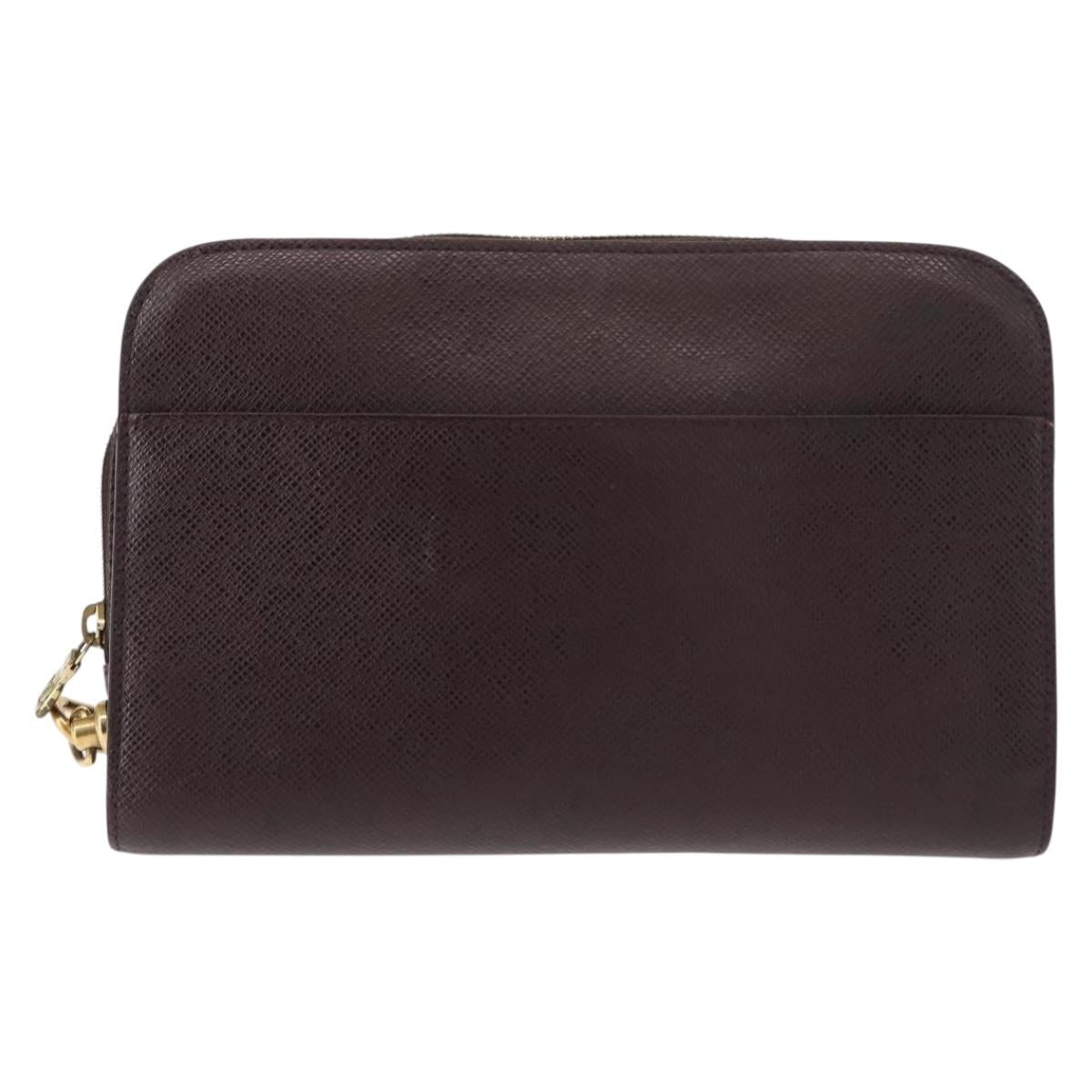 LOUIS VUITTON Taiga Baikal Clutch Bag Acajou M30186 LV Auth am9432
