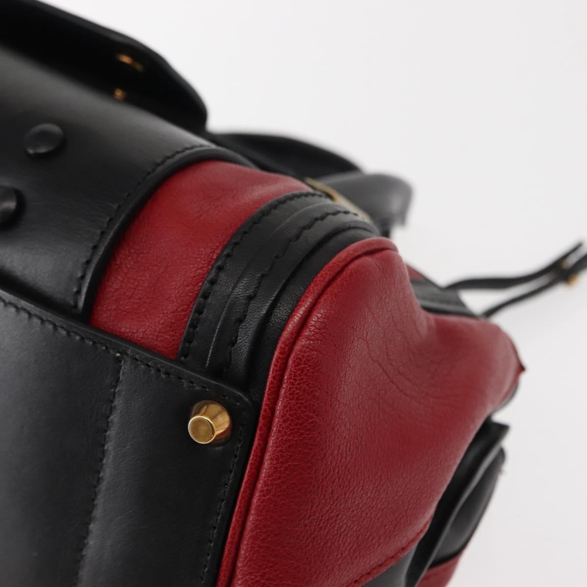 Chloe Alice Hand Bag Leather 2way Red Gold gold Auth am9437