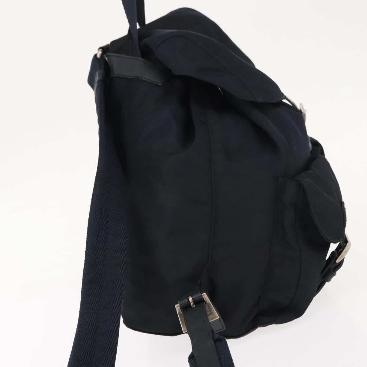 PRADA Backpack Nylon Navy Silver Auth am9440