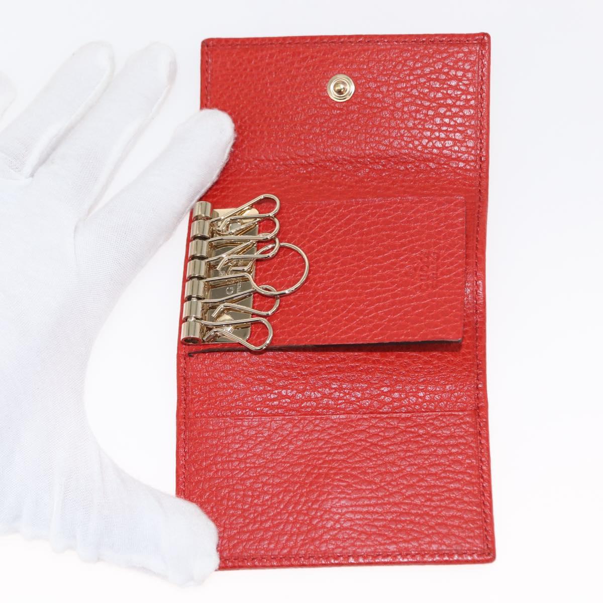 GUCCI Swing Key Case Leather Red 354499 Auth am9441V