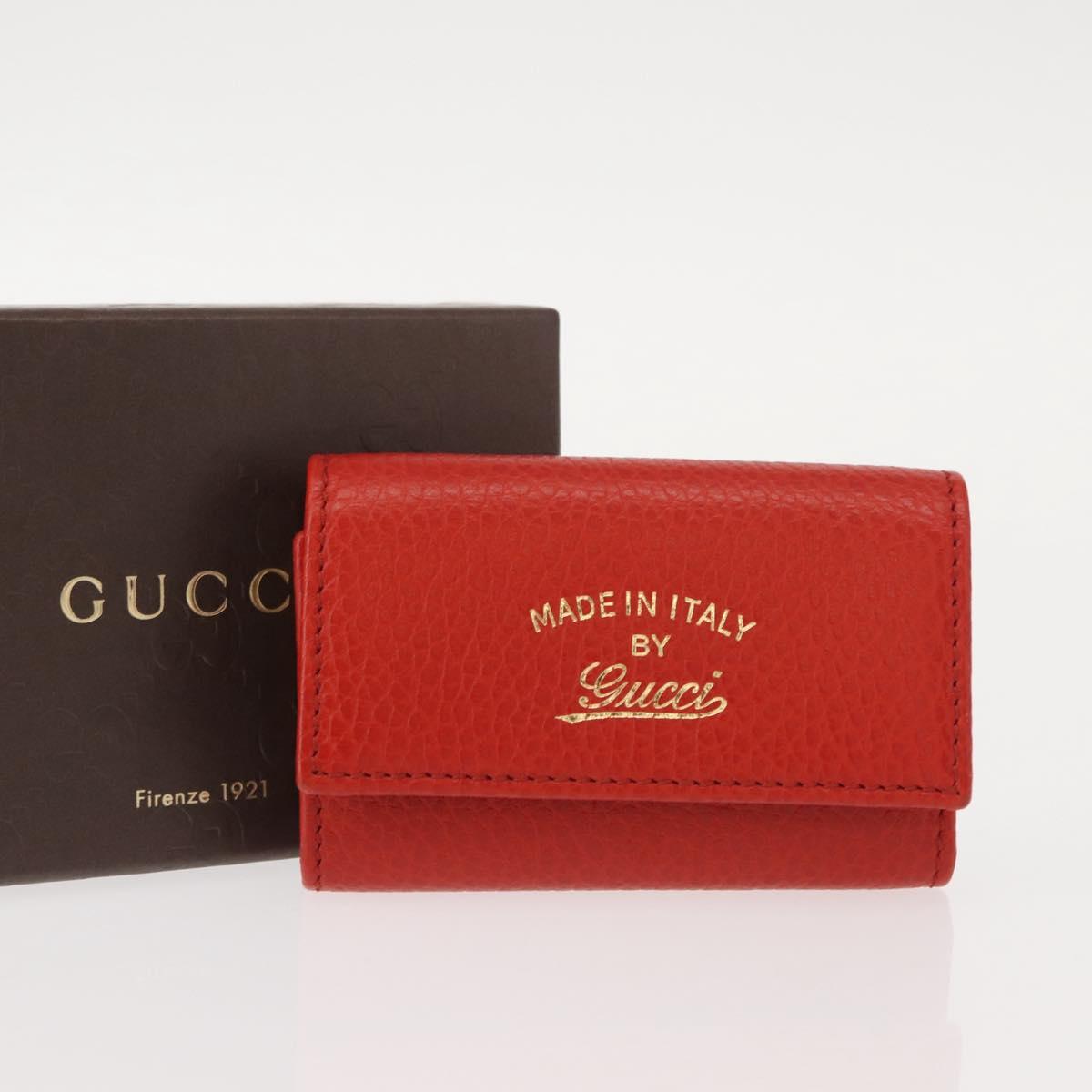 GUCCI Swing Key Case Leather Red 354499 Auth am9441V