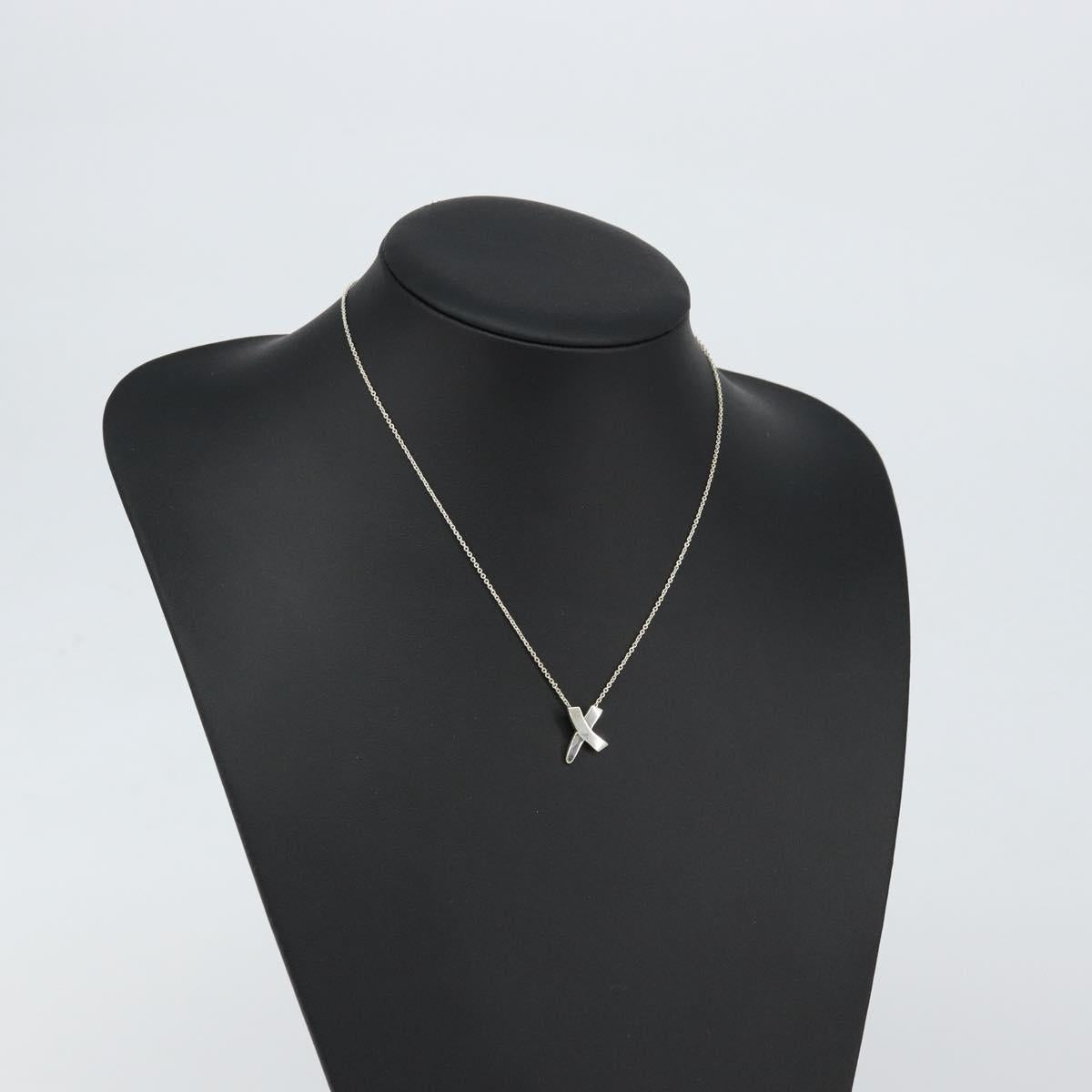 TIFFANY&Co. Cross Kiss Necklace Ag925 Silver Auth am9443
