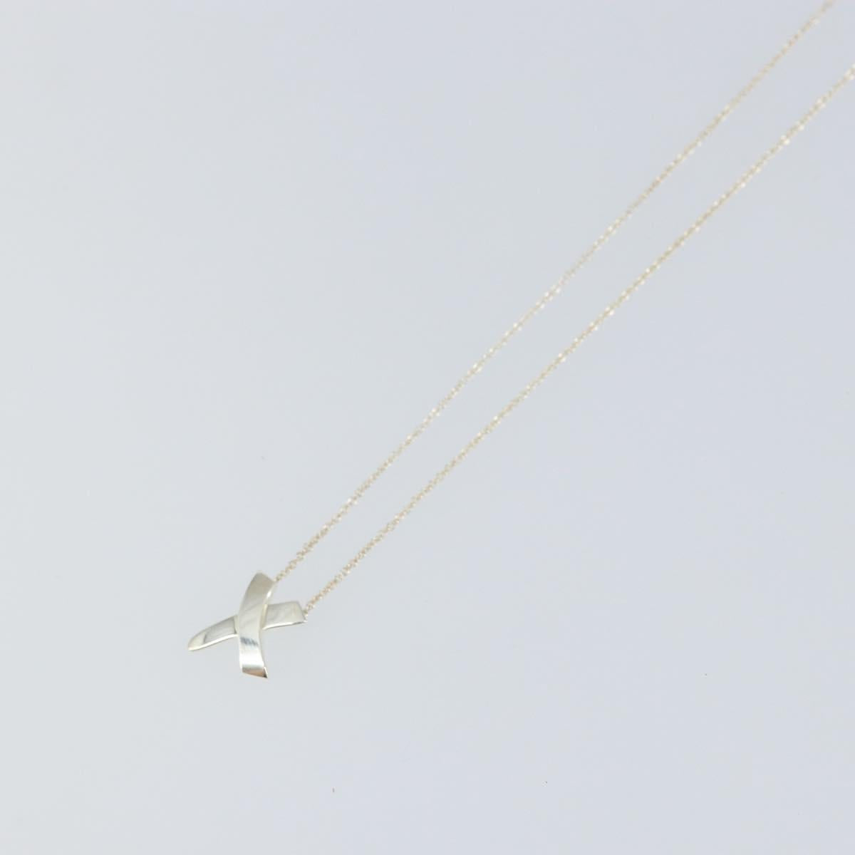TIFFANY&Co. Cross Kiss Necklace Ag925 Silver Auth am9443