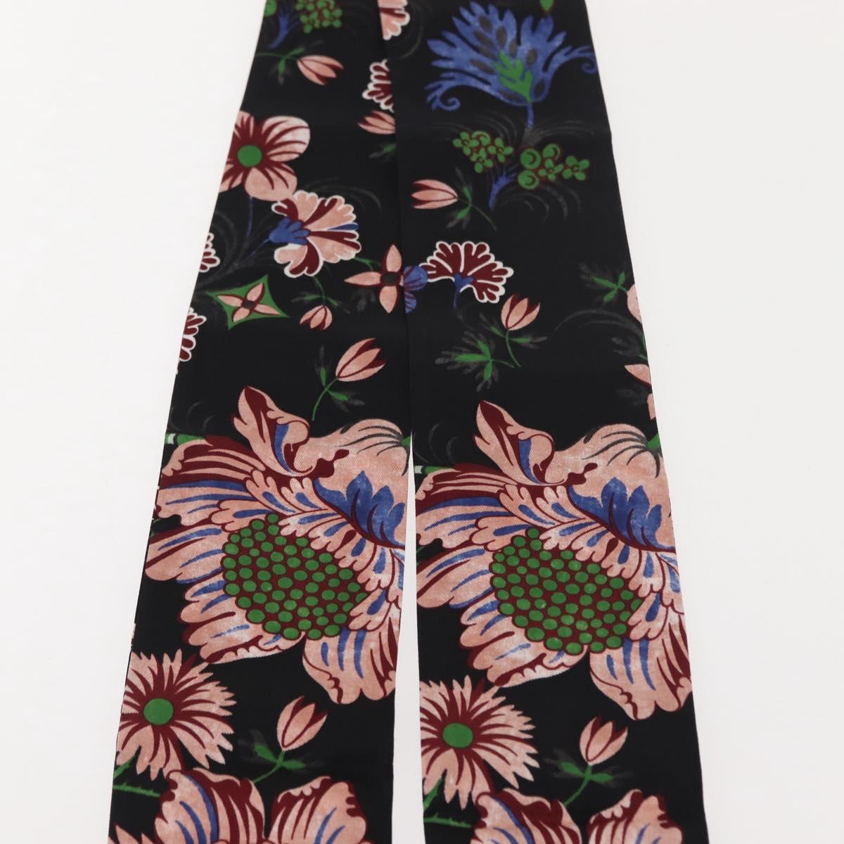 LOUIS VUITTON Bando Flower Scarf Silk Black MP1905 LV Auth am9451