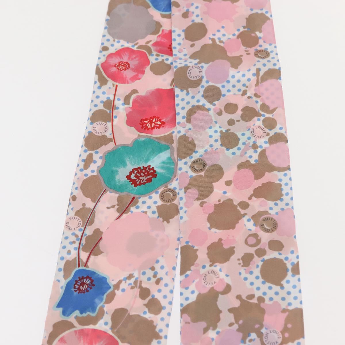 LOUIS VUITTON Bando Retro Flower Scarf Silk Pink Beige M75214 LV Auth am9452