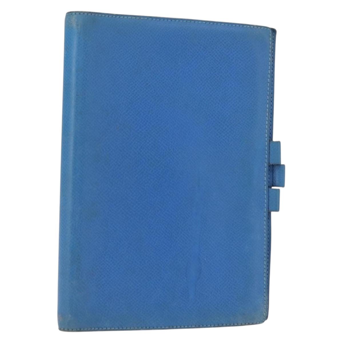 HERMES Agenda GM Day Planner Cover Leather Blue Auth am9456