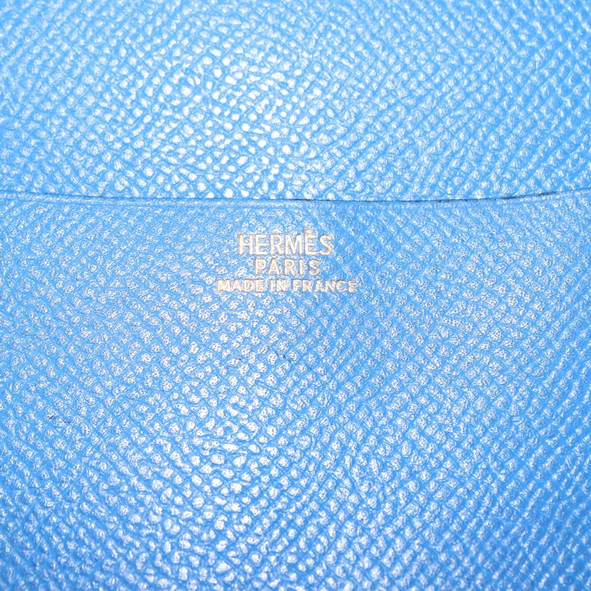 HERMES Agenda GM Day Planner Cover Leather Blue Auth am9456