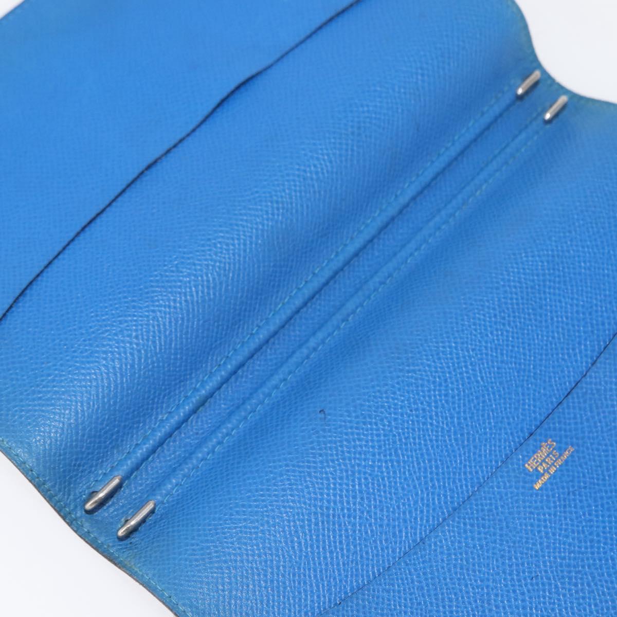 HERMES Agenda GM Day Planner Cover Leather Blue Auth am9456