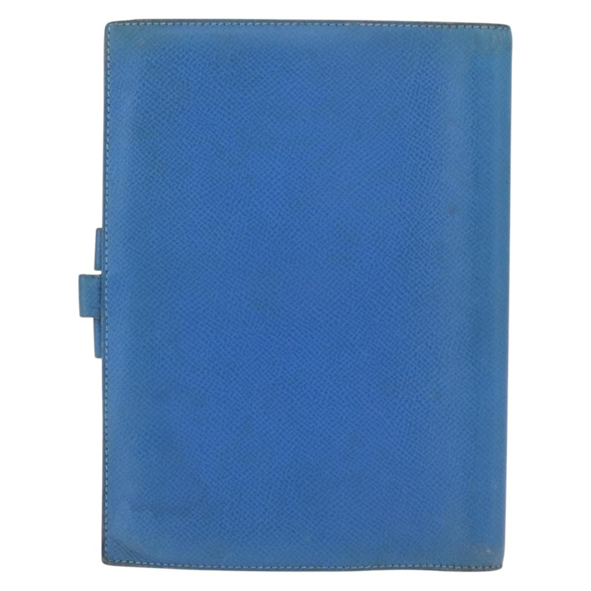 HERMES Agenda GM Day Planner Cover Leather Blue Auth am9456