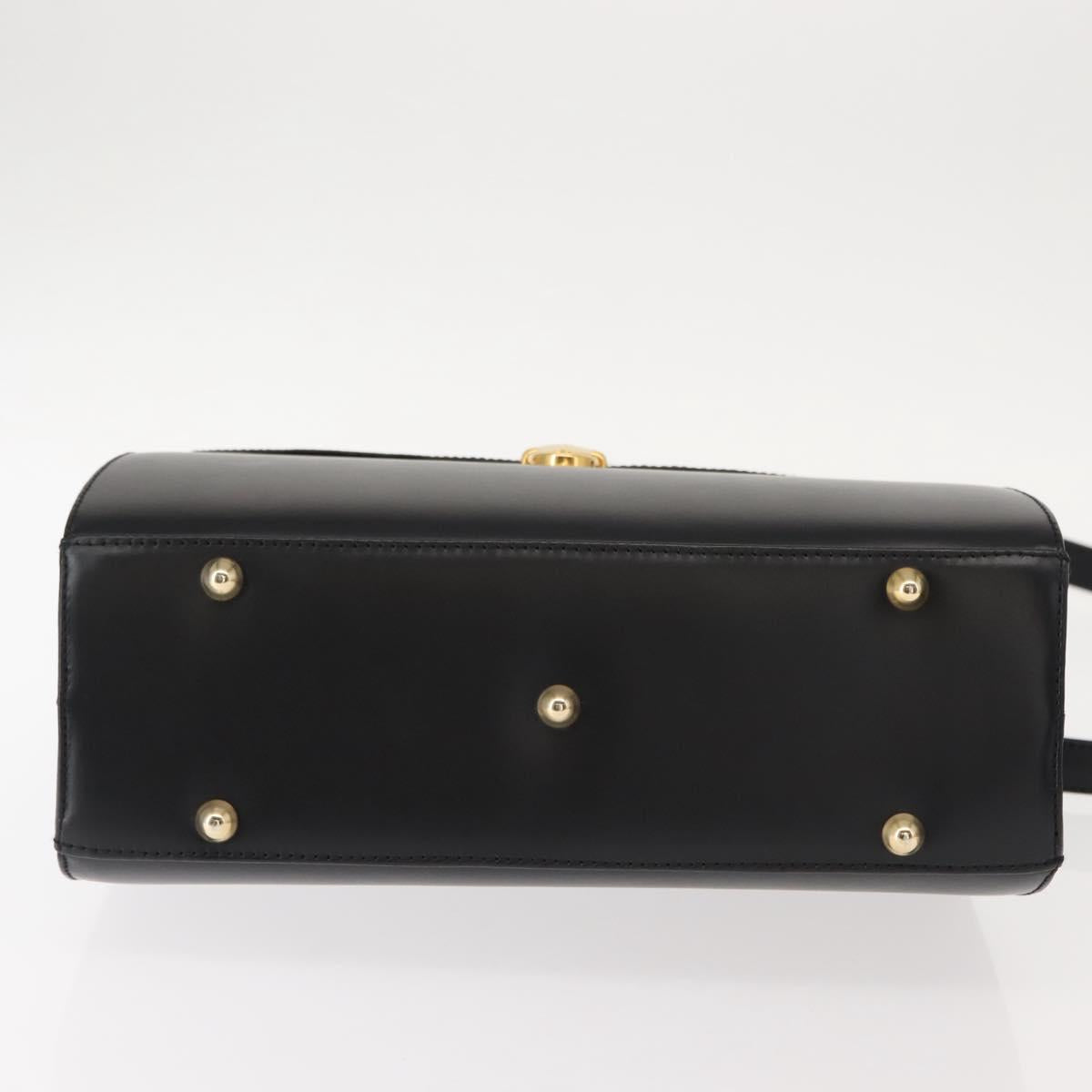 VALENTINO Hand Bag Leather 2way Black Gold Auth am9460