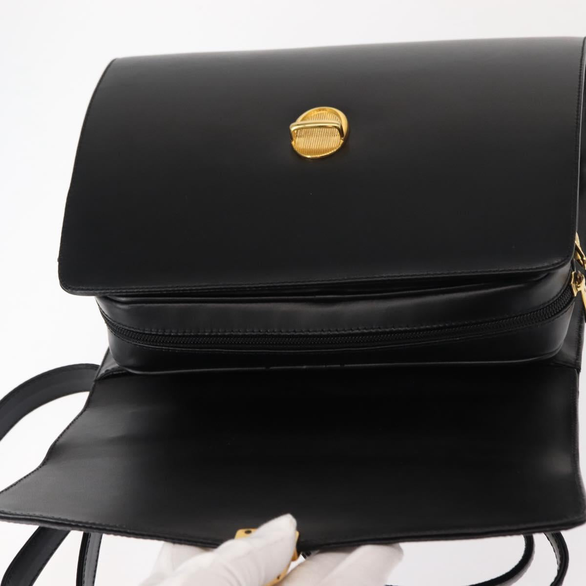 VALENTINO Hand Bag Leather 2way Black Gold Auth am9460