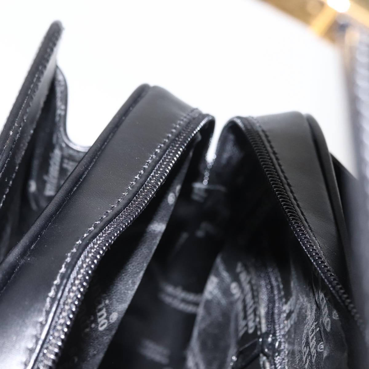 VALENTINO Hand Bag Leather 2way Black Gold Auth am9460
