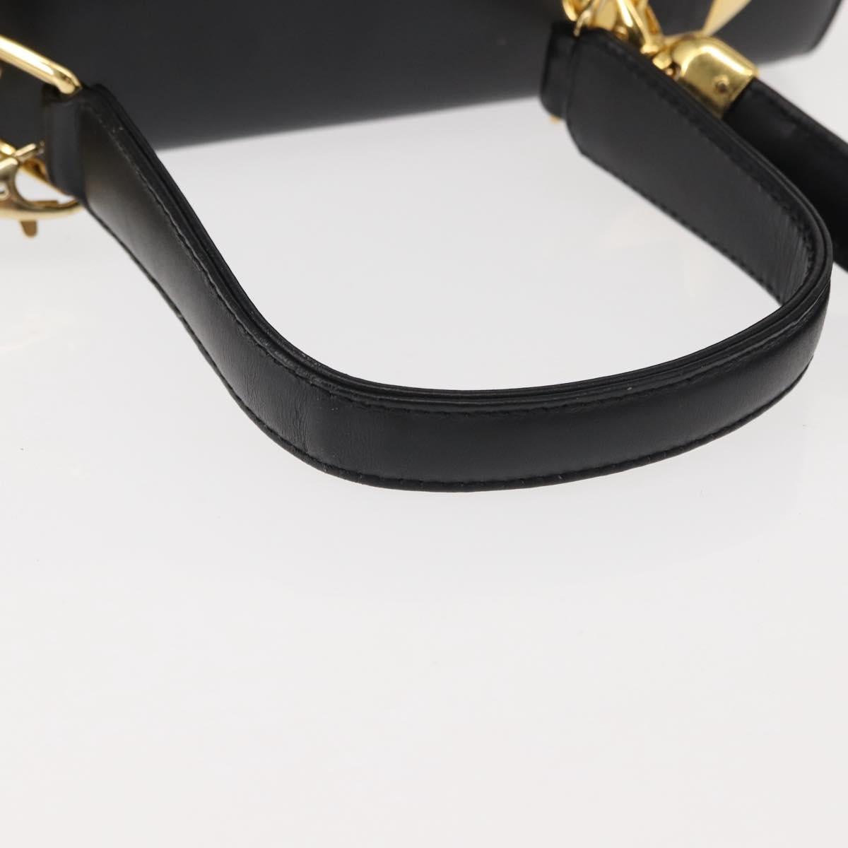 VALENTINO Hand Bag Leather 2way Black Gold Auth am9460